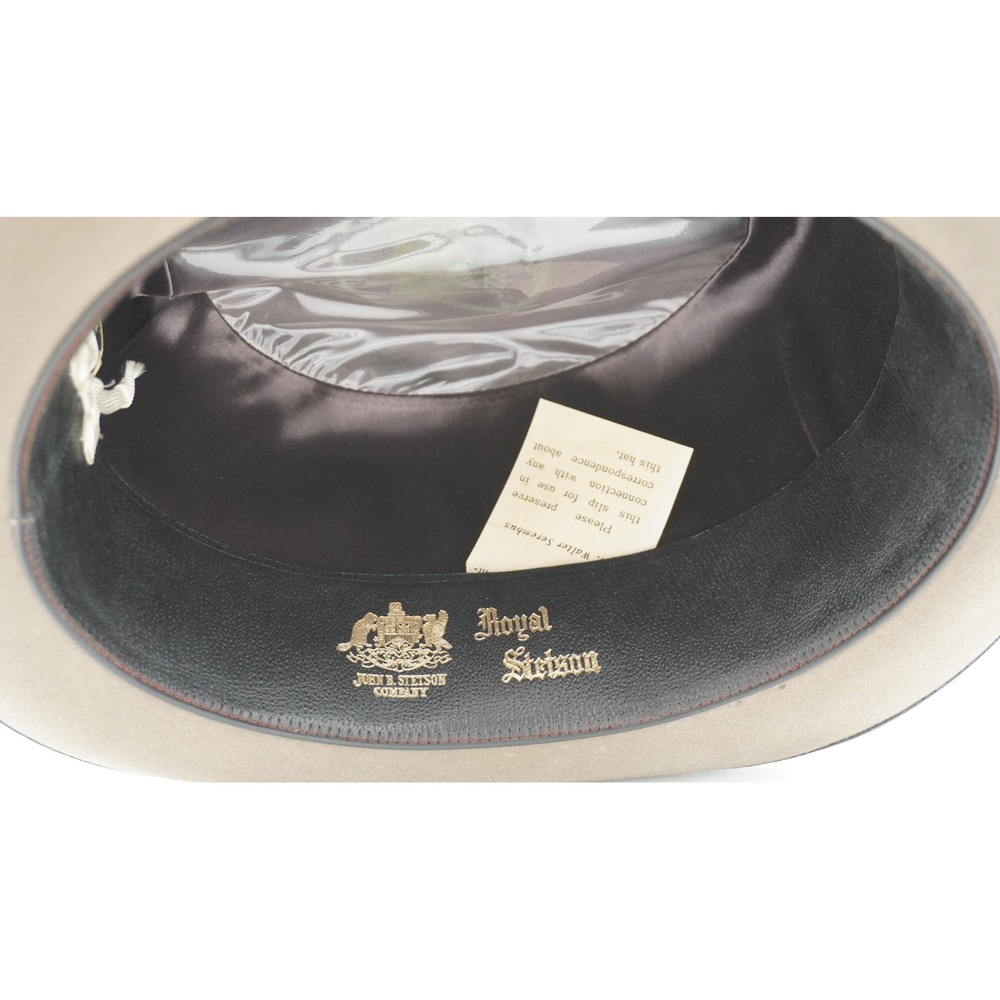Vintage Stetson Royal De Luxe Fedora Hat Size 7 Brown Felt Feather - Picture 8 of 8